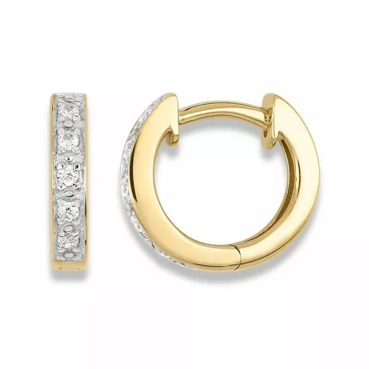 halvcreol i 9 karat guld med rhodium med zirkon