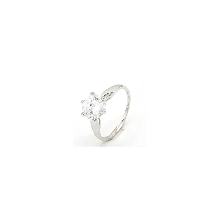 Stor zirkon solitärring i 8 karat vitguld