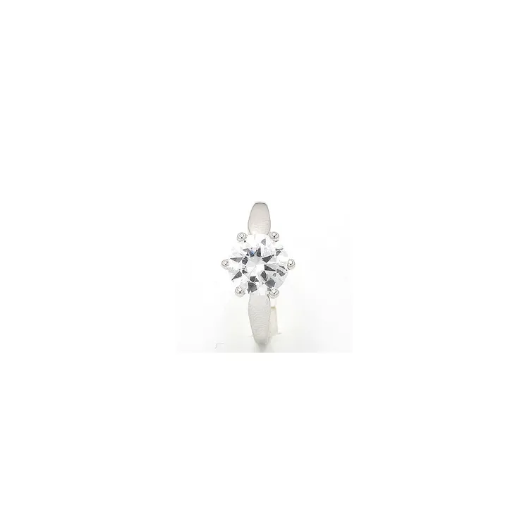 Stor zirkon solitärring i 8 karat vitguld