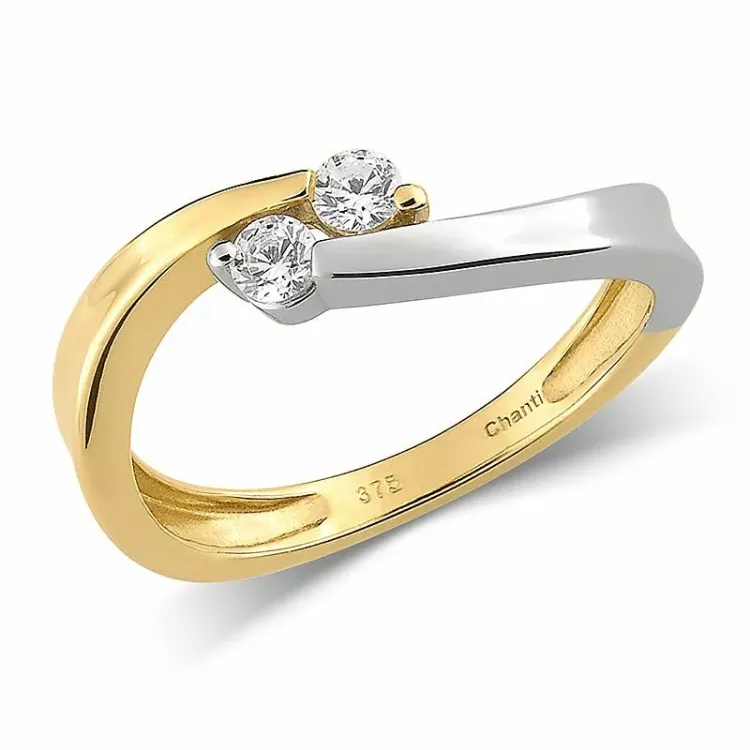 ring i 9 karat guld och vitguld