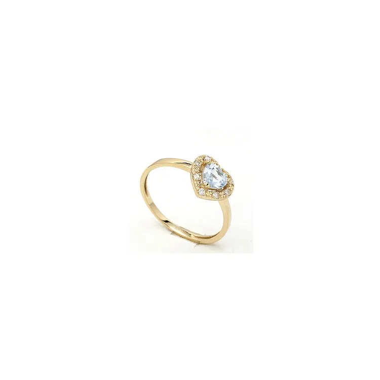 Smal hjärta topas ring i 9 karat guld