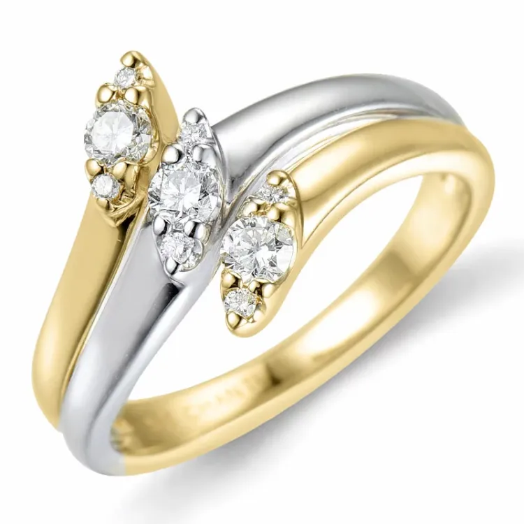 diamant guld ring i 14 karat guld- och vitguld 0,31 ct
