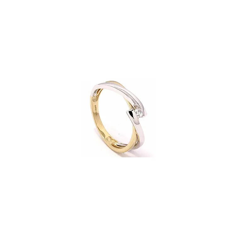 Zirkon ring i 8 karat guld med 8 karat vitguld