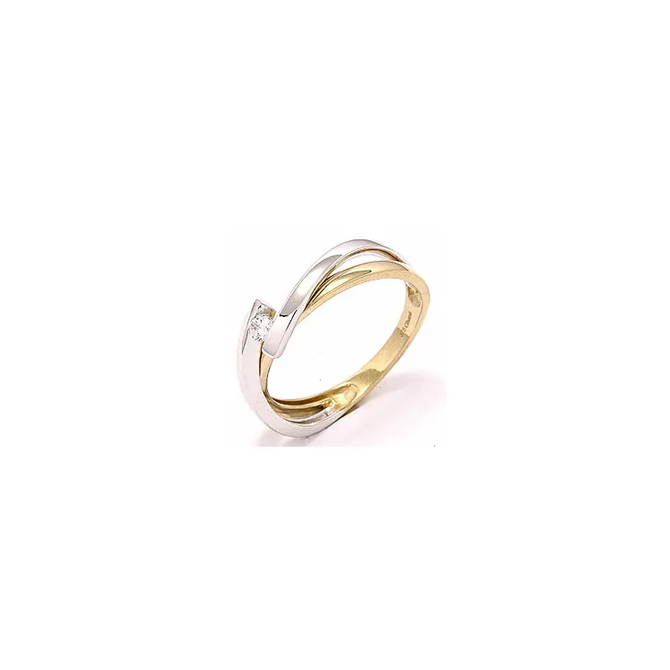 Zirkon ring i 8 karat guld med 8 karat vitguld