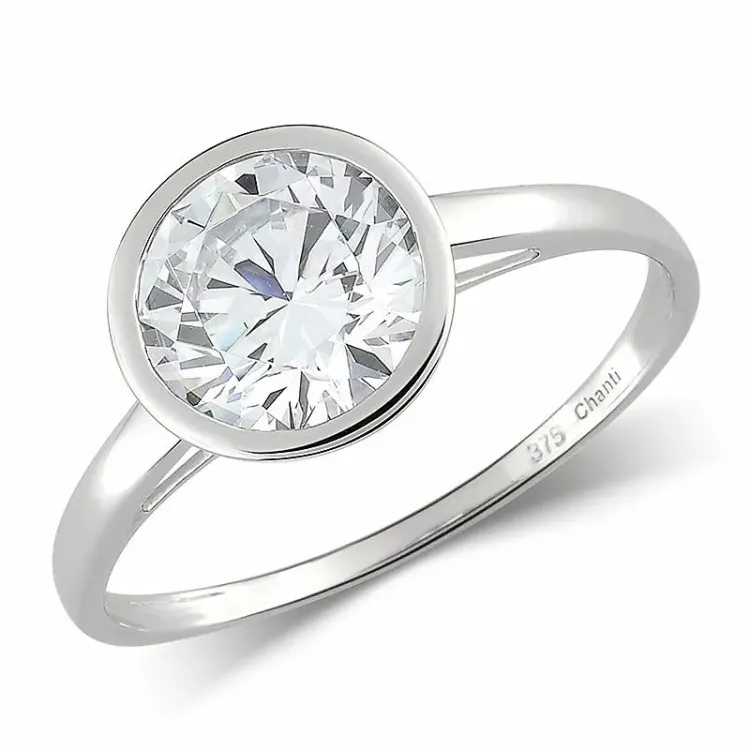 Rund ring i 9 karat vitguld