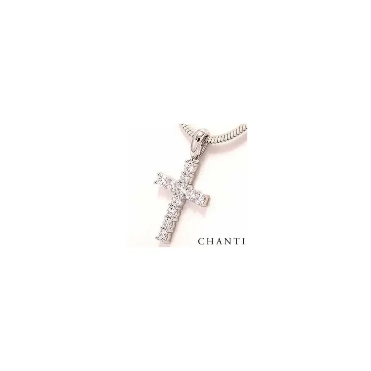 kors zirkon hängen i 9 karat vitguld