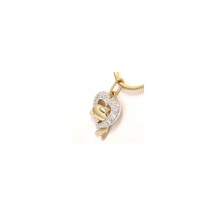 hjärta delfin hängen i 9 karat guld med rhodium