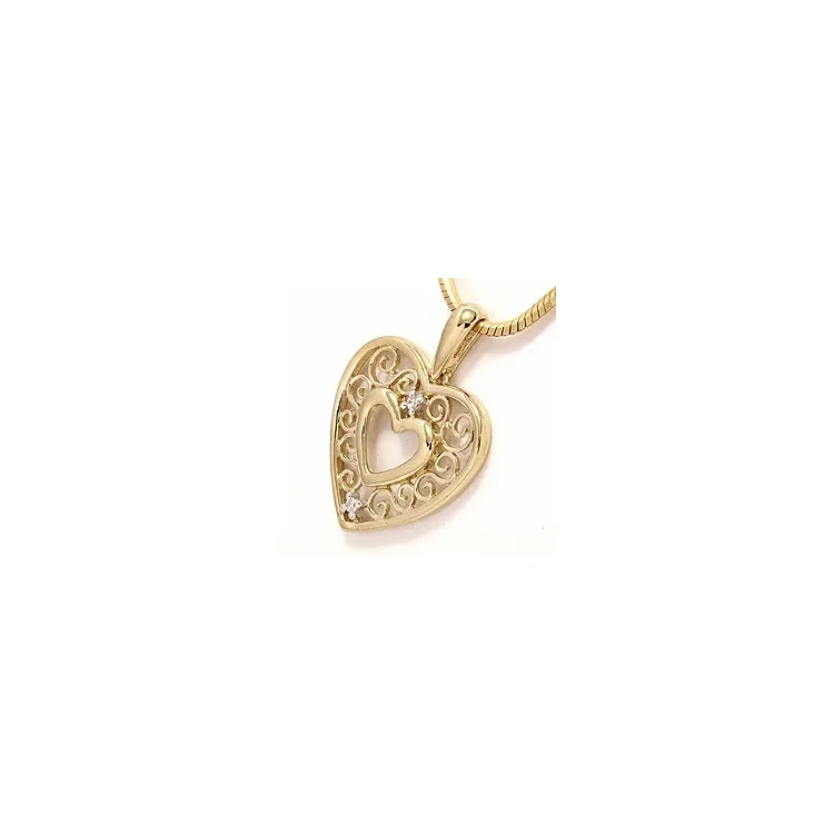 hjärta zirkon hängen i 8 karat guld med rhodium