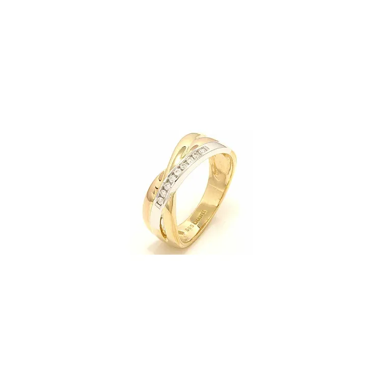 abstrakt diamant ring i 14 karat gul-, vit- och rödguld 0,09 ct