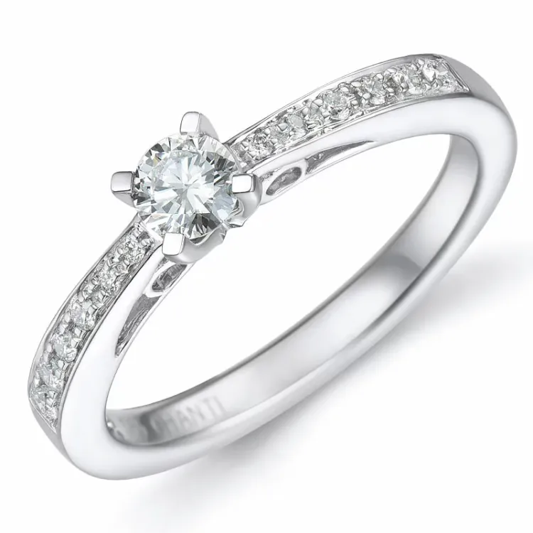 Diamant ring i 14 karat vitguld 0,26 ct 0,12 ct