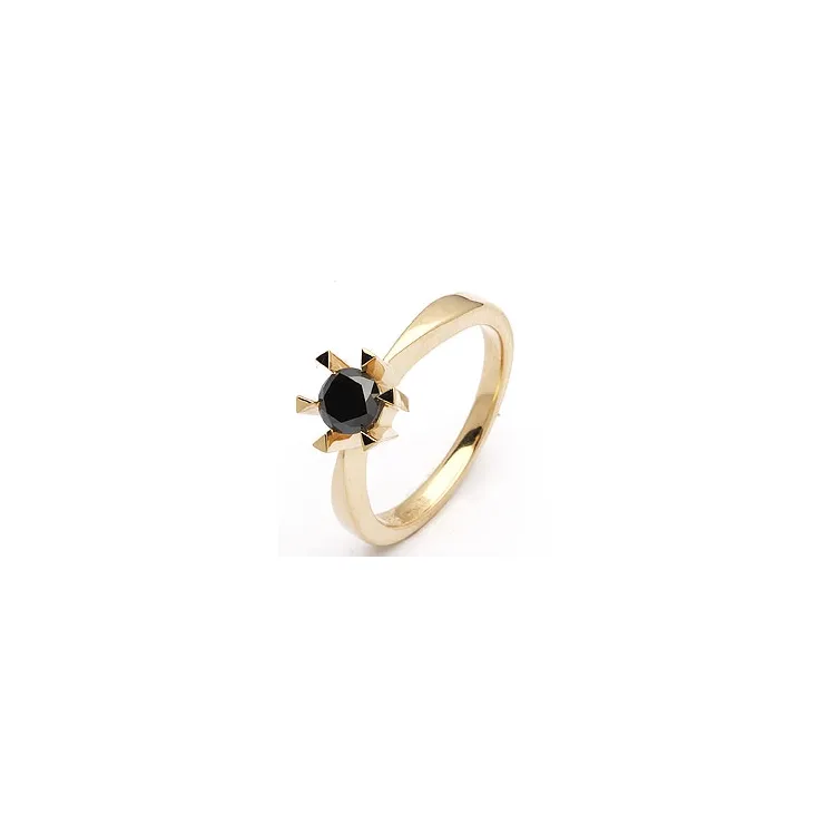 svart diamant solitärring i 14 karat guld 0,42 ct