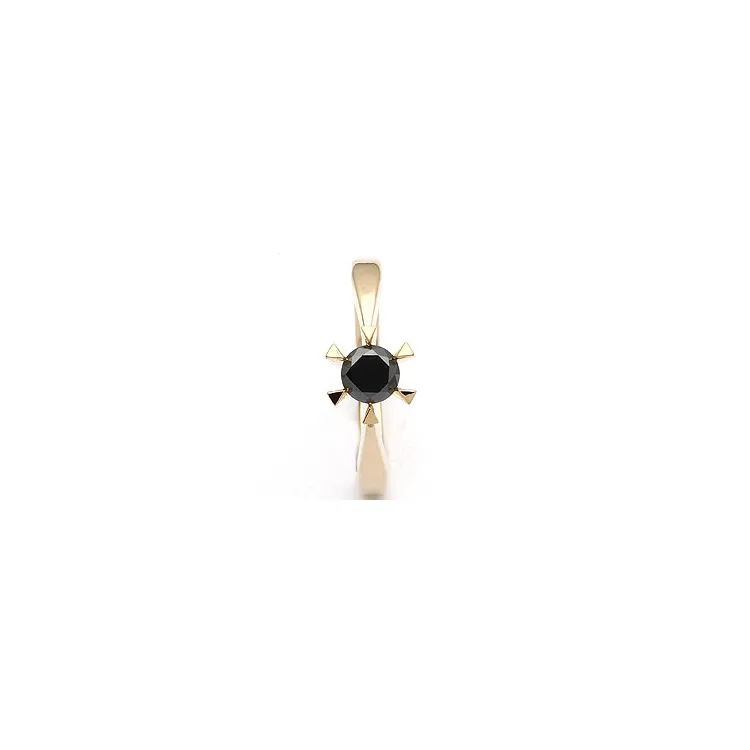 svart diamant solitärring i 14 karat guld 0,42 ct