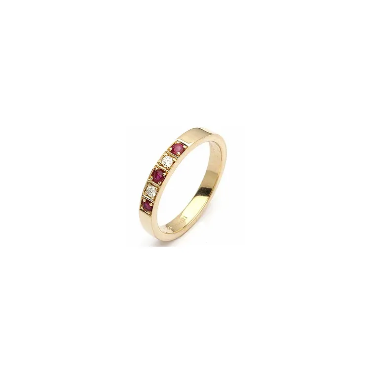 röd rubin alliancring i 14  karat guld 0,06 ct 0,15 ct