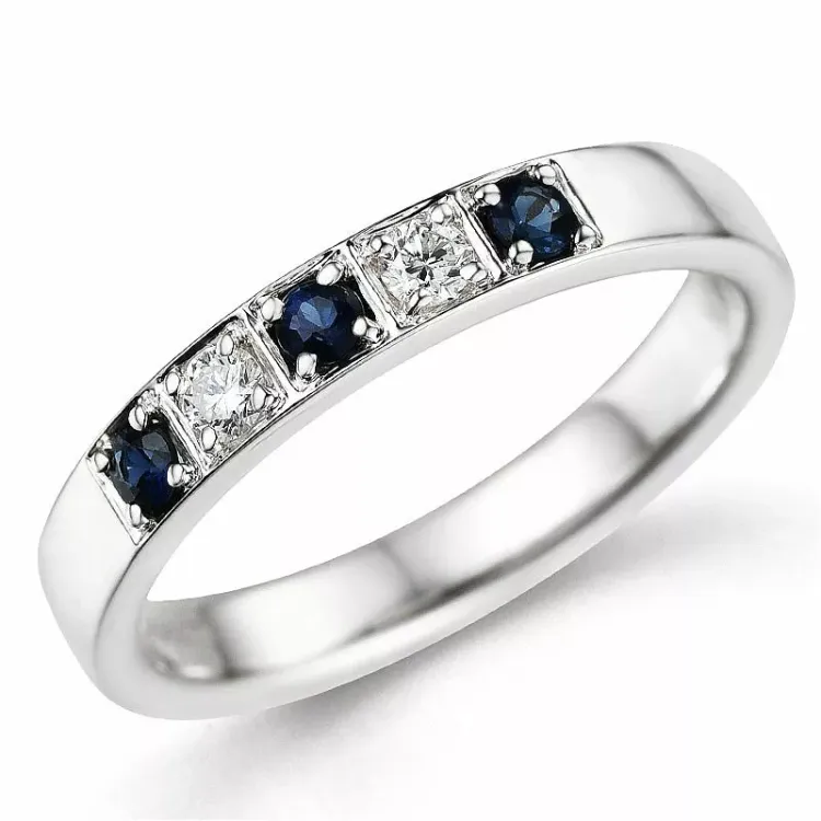 safir alliancring i 14 karat vitguld 0,10 ct 0,24 ct