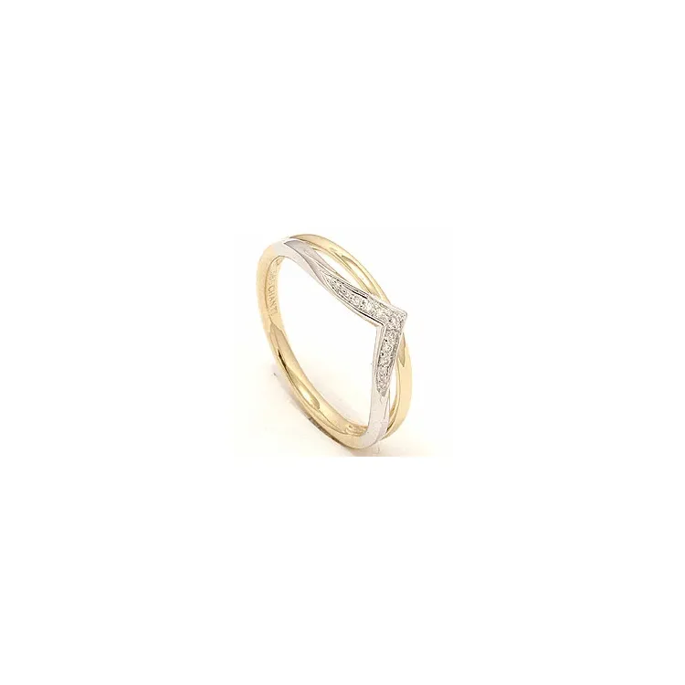 guld ring i 14  karat guld- och vitguld 0,04 ct