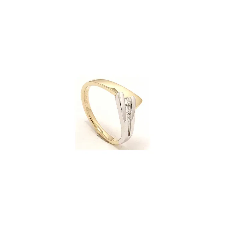 guld ring i 14 karat guld- och vitguld 0,10 ct