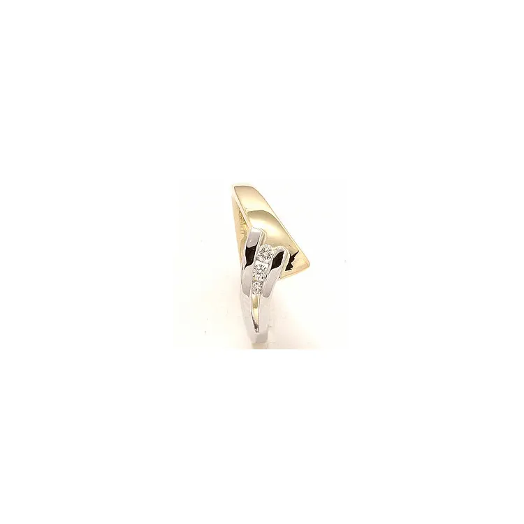 guld ring i 14 karat guld- och vitguld 0,10 ct