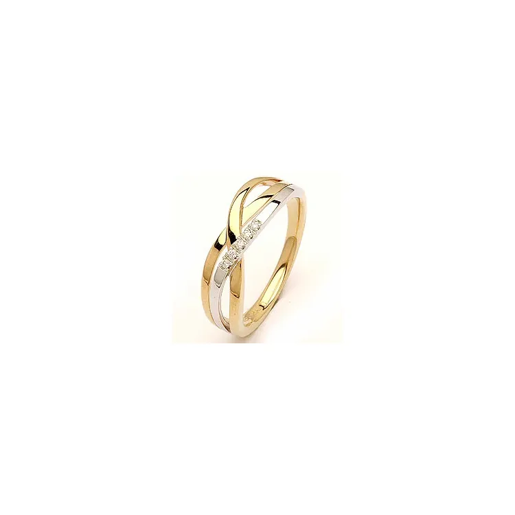 diamantring i 14 karat guld- och vitguld 0,03 ct