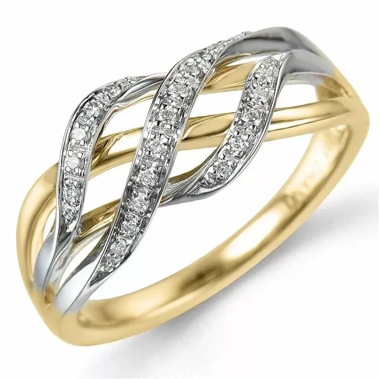 diamant ring i 14  karat guld med rhodium 0,10 ct