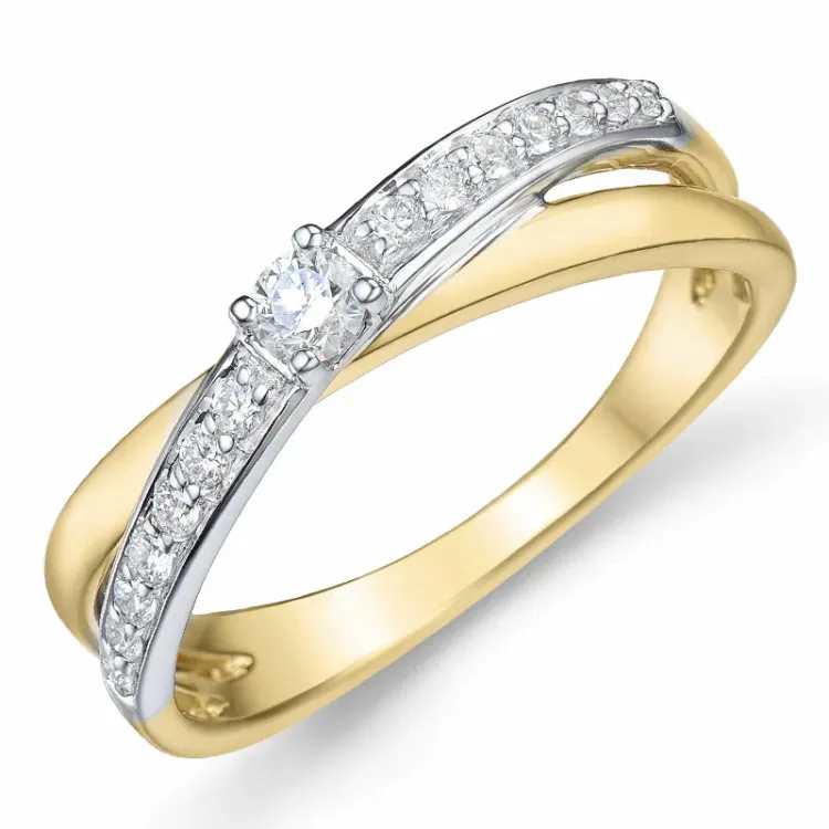 diamant ring i 14 karat guld- och vitguld 0,25 ct