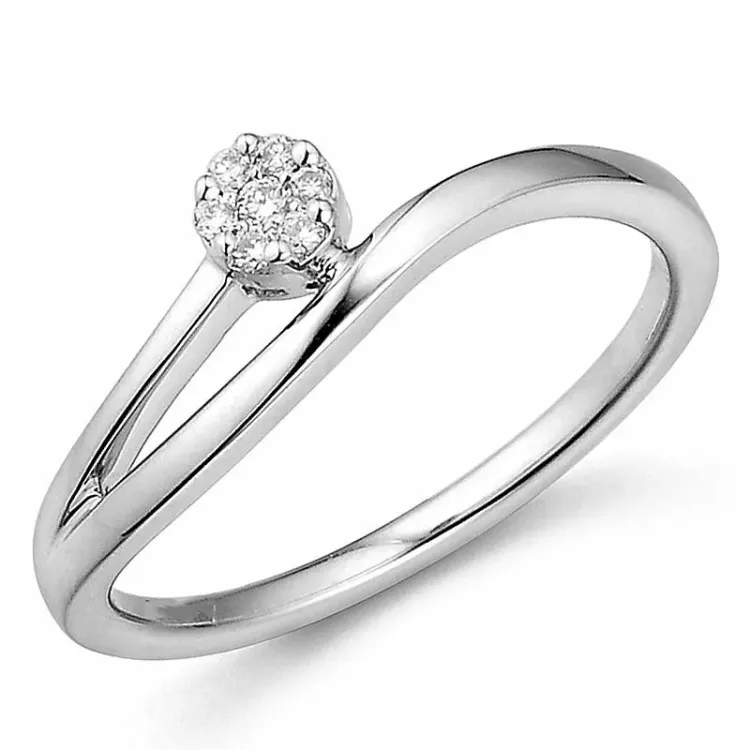 vitguldsring i 14 karat vitguld 0,05 ct