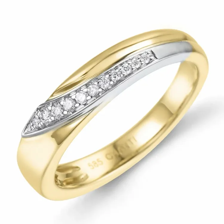 Diamant guld ring i 14 karat guld- och vitguld 0,08 ct