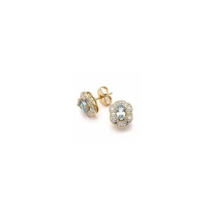 Abstrakt örhängen i 9 karat guld med topaser och zirkoner