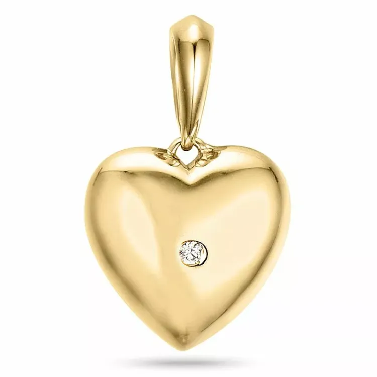 hjärta diamant hängen i 14  carat guld 0,01 ct