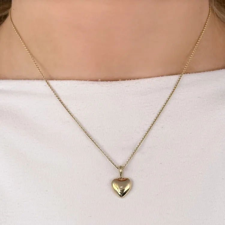hjärta diamant hängen i 14  carat guld 0,01 ct