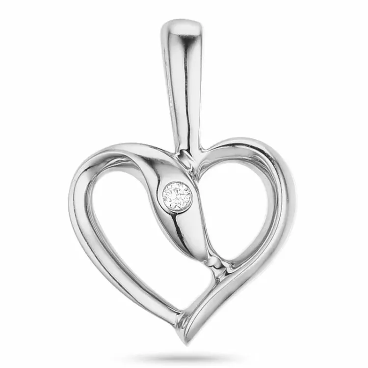 hjärta diamant hängen i 14 carat vitguld 0,008 ct