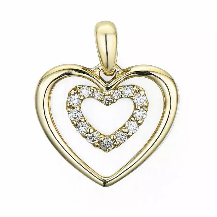 hjärta hängen i 14 carat guld 0,08 ct