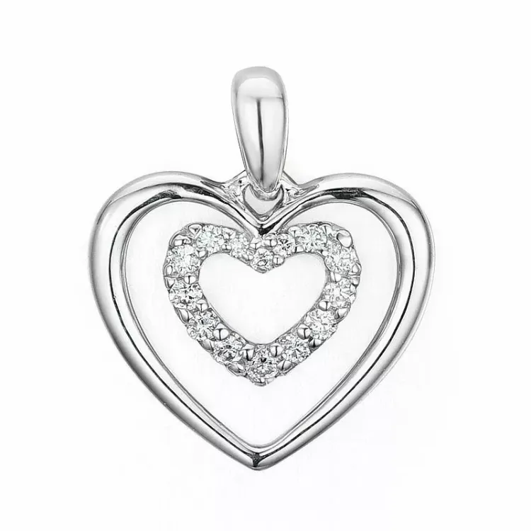 hjärta diamant hängen i 14 carat vitguld 0,08 ct