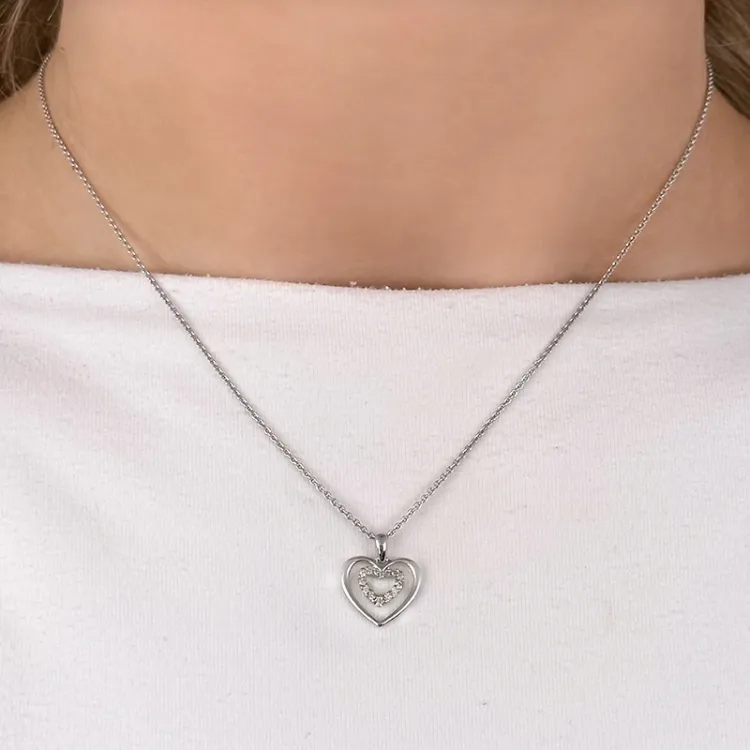 hjärta diamant hängen i 14 carat vitguld 0,08 ct