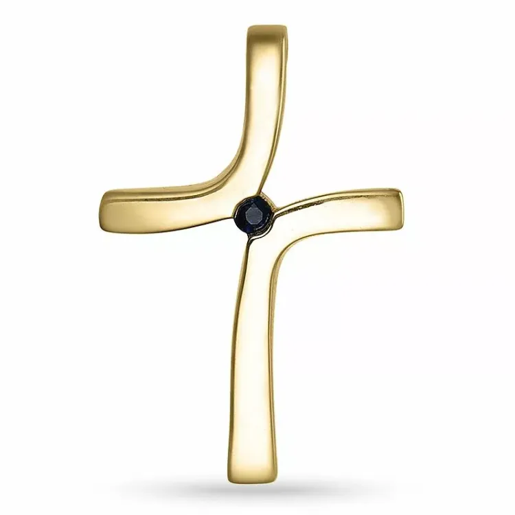 Kors safir hängen i 14  carat guld 0,04 ct