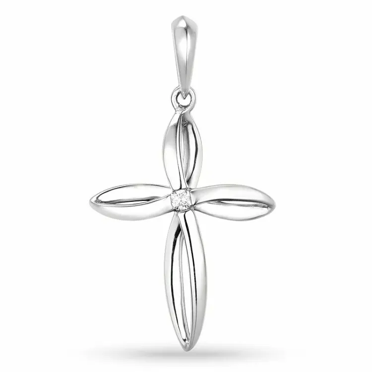 kors hängen i 14  carat vitguld 0,03 ct