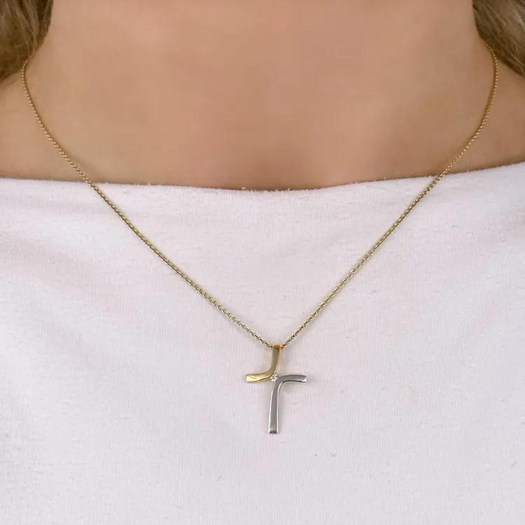 kors diamant hängen i 14  carat guld- och vitguld 0,03 ct