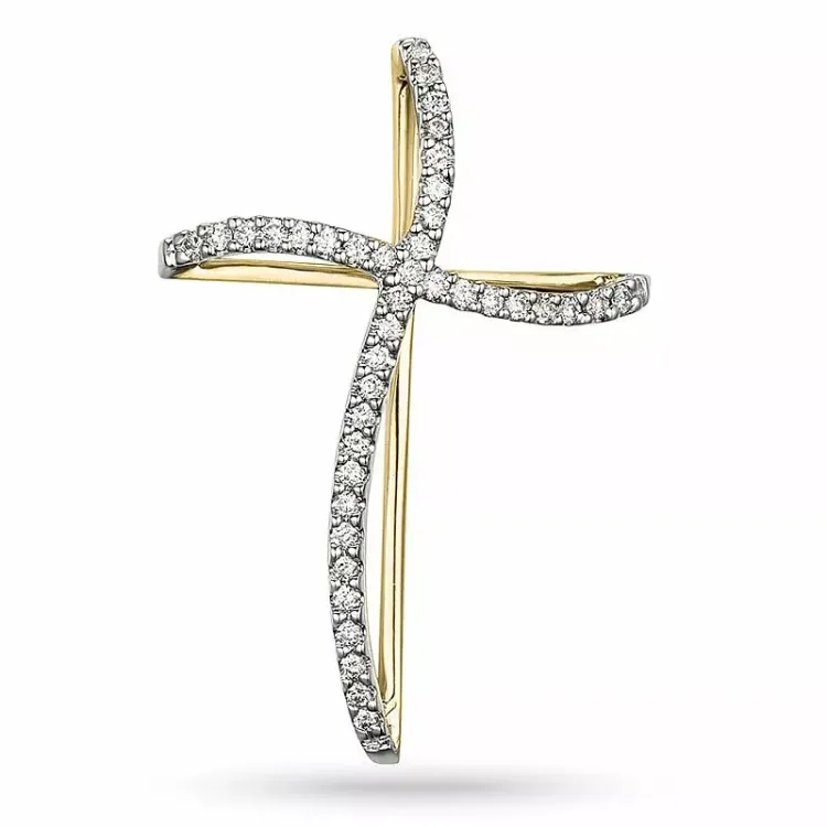 diamantberlocker i 14 carat guld- och vitguld 0,20 ct