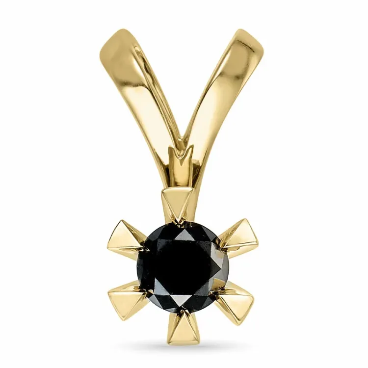 sort diamant hängen i 14 carat guld 0,50 ct