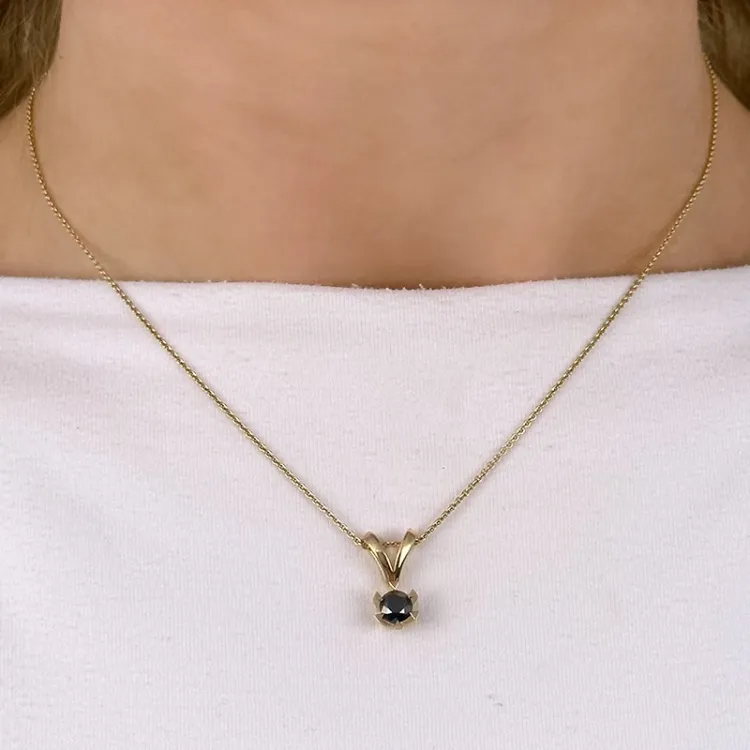 sort diamant hängen i 14 carat guld 0,50 ct