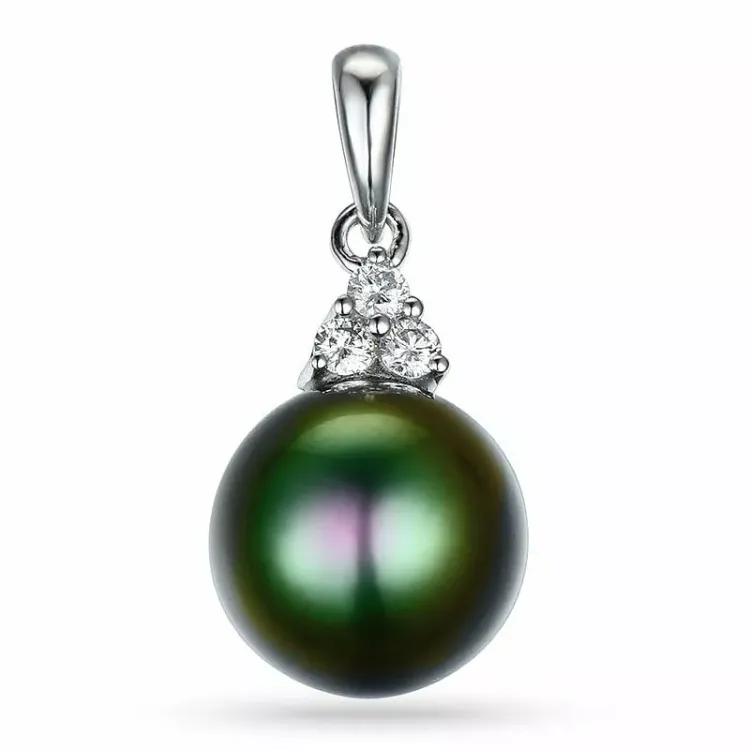 pärla hängen i 14 carat vitguld 0,12 ct