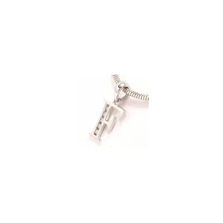 bokstav f hängen i 14  carat vitguld 0,04 ct