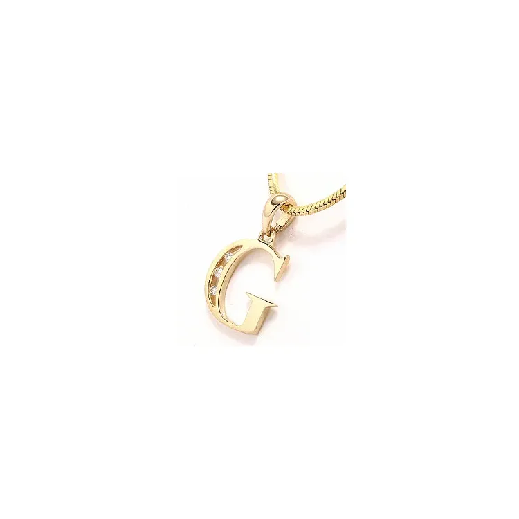 bokstav g hängen i 14 carat guld 0,03 ct