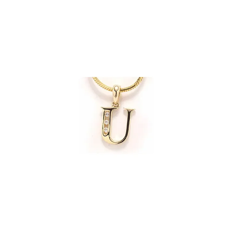 bokstav u hängen i 14  carat guld 0,03 ct