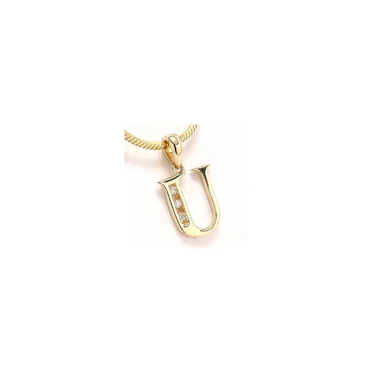 bokstav u hängen i 14  carat guld 0,03 ct