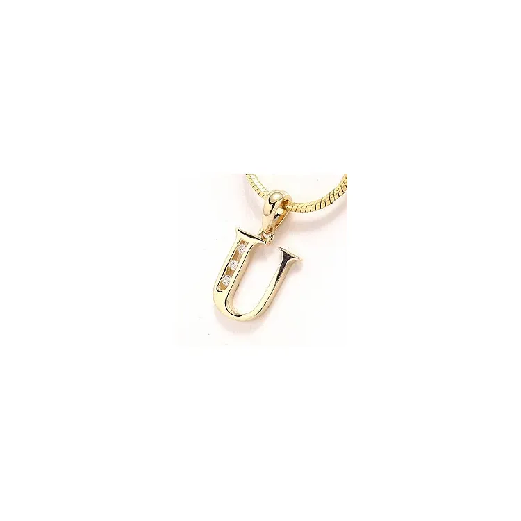 bokstav u hängen i 14  carat guld 0,03 ct