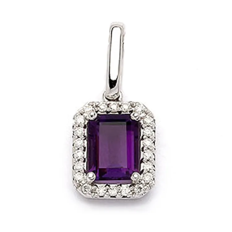 ametist hängen i 14 carat vitguld 0,12 ct 0,86 ct