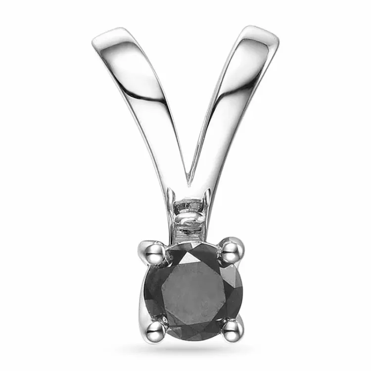 sort diamant hängen i 14 carat vitguld 0,30 ct