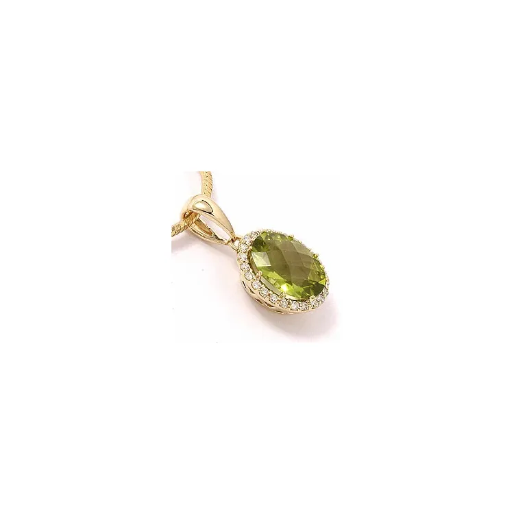 Grön peridot guld hängen i 14  carat guld 0,12 ct