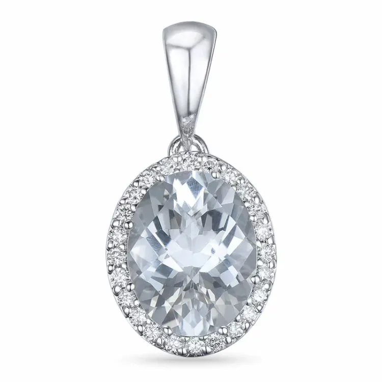 kvarts hängen i 14 carat vitguld 0,12 ct 2,00 ct