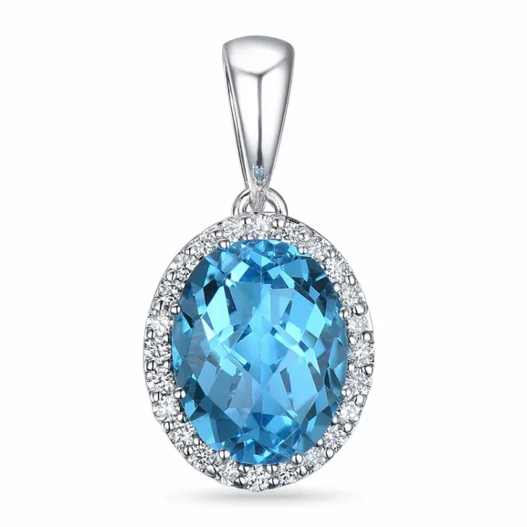 blå topas hängen i 14 carat vitguld 0,12 ct 2,16 ct